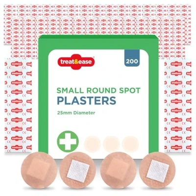 Afbeelding van 200 stuks Kleine ronde pleisters 2,5 cm wasbestendige rond voor EHBO kit Stoffen wonden, snijwonden en blauwe plekken Hypoallergene