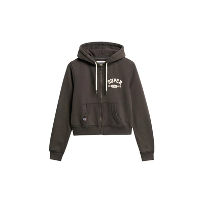 Afbeelding van Superdry Athletic Essentials CROP ZIP Sweater met rits, Dames, Maat: 44, Bison black