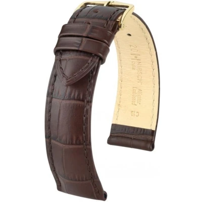 Afbeelding van Hirsch Horlogeband Duke Donkerbruin Leer 22mm