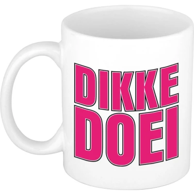 Afbeelding van Bellatio Decorations Afscheid cadeau mok collega dikke doei roze 300 ml keramiek feest mokken