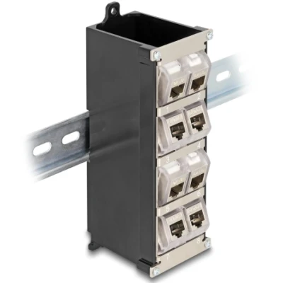 Afbeelding van Delock Keystone Halterung 8 Port neigbar für Hutschiene oder Wandmont