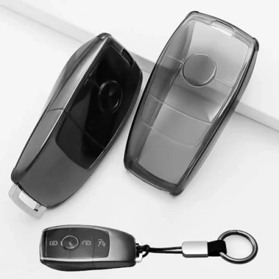 Afbeelding van XMSCN Autosleutel Cover 3 Knoppen TPU met Sleutelhanger Lanyard Fit voor Mercedes Benz A B C E G S SL CLS Klasse SLC CLA GLB GLC GLE GLS AMG Smart Key Case Auto Afstandsbediening