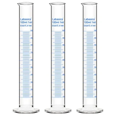 Afbeelding van Labasics 3 Pack Borosilicaat Glas 100 ml Zwaarwandige Maatcilinder Gegradueerde Cilinder