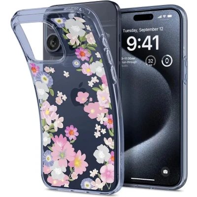 Afbeelding van Spigen Liquid Crystal Hoesje Geschikt voor Apple iPhone 15 Pro Back Cover TPU Bloesem