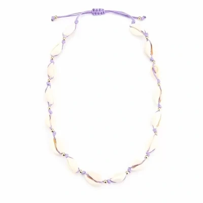 Afbeelding van Bijoutheek Collier Schelpen Gold Balls Paars