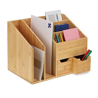 Afbeelding van Relaxdays bureau organizer met 2 lades 5 vakken brievenbak sorteerbak voor