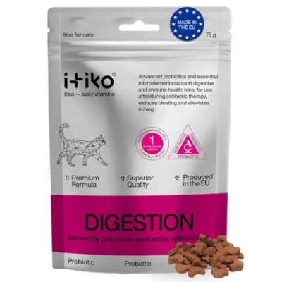 Afbeelding van Itiko spijsverteringssnacks voor katten probiotica kattensnoepjes bevordert de spijsvertering alternatief genezende klei psyllium husk cat, kat diarree voedingssupplement darmflora