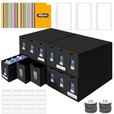 Afbeelding van Verzamelkaartenopbergdoos voor 7200+ kaarten, Trading Card Storage box commander display, kaartendeck met 48 kaartverdelers, speelkaarten deck case TCG MTG PTCG Sports kaarten en