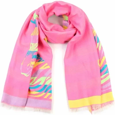 Afbeelding van Roze Multi Gekleurde Sjaal Zebra Trendy Warme Lange Sjaals Print