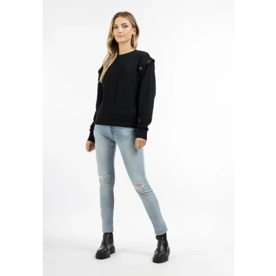 Afbeelding van Dreimaster KNÖPFBARER Takelage Sweater, Dames, Maat: XL, Schwarz