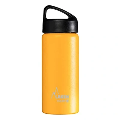Afbeelding van Laken klassieke thermische fles roestvrij staal 18/8, vacuümisolatie met dubbele wand en brede mond, geel, 500 ml
