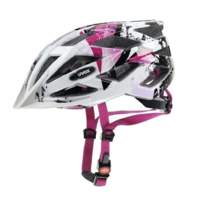 Afbeelding van uvex air wing lichte fietshelm voor kinderen individueel passysteem uitbreidbaar met led licht white pink 52 57 cm