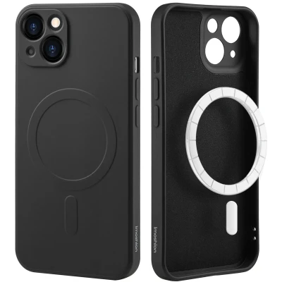 Afbeelding van Apple iPhone 13 MagSafe Hoesje Siliconen en TPU (zacht) iMoshion Softcase/Backcover Zwart Telefoonhoesje