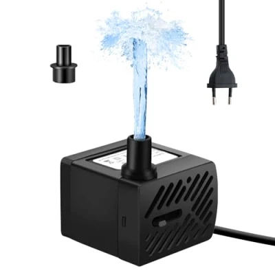 Afbeelding van mizikuu mini waterpompen, 3 W, dompelpomp, ultrastil, aquariumpomp met 1,5 m netsnoer, kleine fonteinpomp voor aquarium, vijver, tuin, fontein
