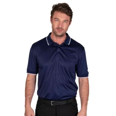 Afbeelding van Island Green Mannen IGTS1899 CoolPass Ademend Wicking Prestaties Golf Polo Shirt Sport Top, Navy, 2X Large