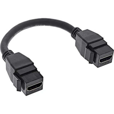 Afbeelding van InLine® HDMI 2X Keystone adapterkabel 4K / 60Hz, A female/female/female/female/zwart, 0,2m