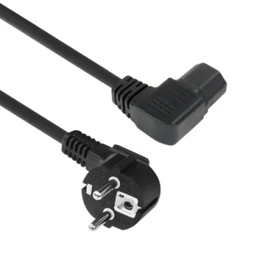 Afbeelding van ACT Netsnoer CEE7/7 male (haaks) C15 (haaks links) IEC60320 zwart 2 m