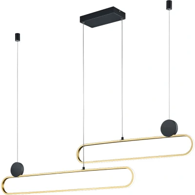 Afbeelding van Trio leuchten LED Hanglamp Hangverlichting 54W Aanpasbare Kleur Dimbaar Rechthoek Goud Aluminium