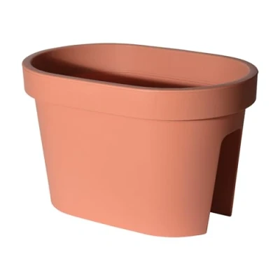 Afbeelding van Spetebo Balkonleuning, bloempot, terracotta, 40 x 26 cm, plantenpot, bloembak, relingpot, ovaal