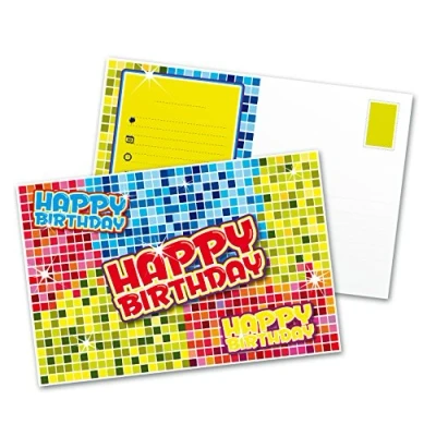 Afbeelding van Uitnodigingskaarten Happy Birthday Blocks 6 stuks
