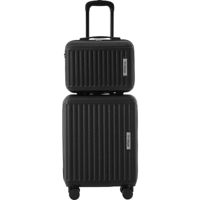 Afbeelding van Merax Harde Koffer met Kosmetictas 20&quot; Reiskoffer Handbagage 4 Wielen ABS Materiaal TSA Slot Zwart