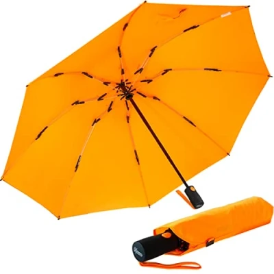 Afbeelding van iX brella Omgekeerd openende glasvezelzakparaplu met gekleurde spaken, neonoranje, 106 cm