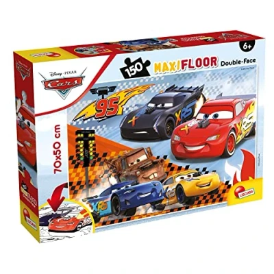 Afbeelding van LISCIANI Disney Puzzle DF Maxi Floor 150 Cars Dubbelzijdig Puzzel Stukken Formaat 70 x 50 cm Cartoon Scènes Leerspel Voor Kinderen vanaf 6 Jaar Gemaakt in Italië