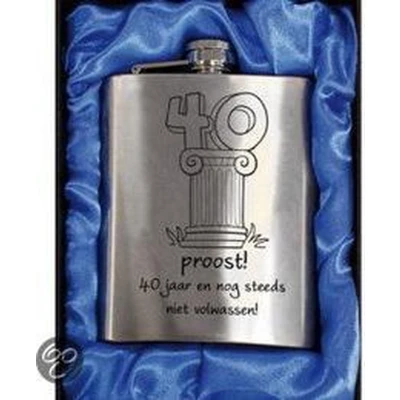 Afbeelding van Zakfles Heupfles met Schroefdop RVS 40 jaar (inhoud 210 ml)
