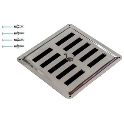 Afbeelding van Verstelbaar Roestvrijstalen Niet Magnetisch Ventilatierooster, Gereguleerde Ontluchter INOX AISI 316, Verstelbare Convectieluchtuitlaat/Inlaatrooster, Luchtverspreider (15 x 15 cm)