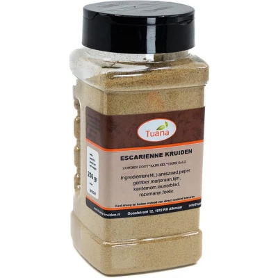 Afbeelding van Tuana Kruiden Escarienne Strooibus 140 Gram Zonder Zout MP0069