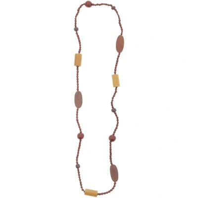 Afbeelding van Behave Ketting Hout Donkere tinten Boho touch 88 cm