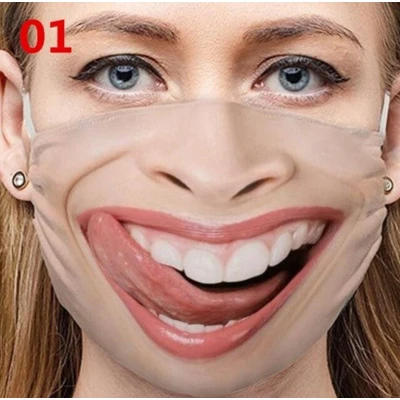 Afbeelding van Grappig vrouw met uitgestoken tong tongue herbruikbare mondkapjes mondmaskers wasbaar niet medisch mondmasker polyester geschikt voor ov herbruikbaar reusable Funny masker mondkapje