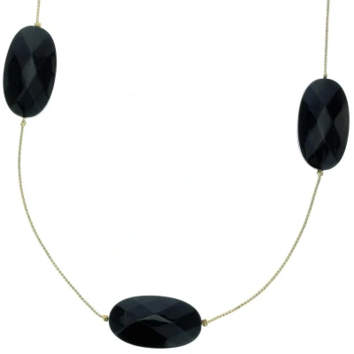 Afbeelding van Behave Lange goud kleurige ketting met zwarte kralen
