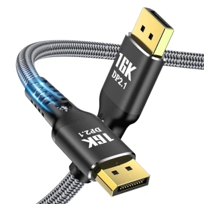 Afbeelding van Angusplay DisplayPort kabel van 2 m, 16K DP 2.1 2.0 [16K@60Hz, 8K@120Hz, 4K@240Hz, 165Hz, 144Hz, 80Gbps HDR10 HDCP DSC 1.2a] gevlochten displayportkabel voor FreeSync G Sync gaming monitor