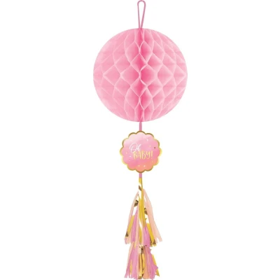 Afbeelding van Amscan Honeycomb Babyshower 75 Cm Meisjes Papier Roze/goud