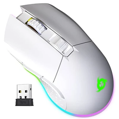Afbeelding van KLIM Blaze Oplaadkabel Rose RGB Gaming Mouse + High Precede Sensor met lange batterijduur instelbaar tot 6000 dpi kabel en radiomuismodus nieuwe White