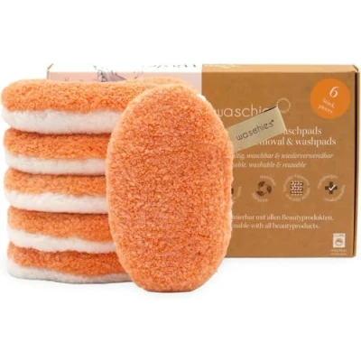 Afbeelding van waschies Apricot Edition, wasbare make up en reinigingspads, 6 delige set, herbruikbaar, huidvriendelijk, hypoallergeen, superzachte uppads voor volwassenen jongeren, alle huidtypes