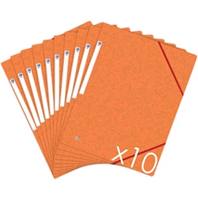 Afbeelding van Oxford Topfile+ Kartonnen map, 3 flappen, A4, elastisch, oranje, 10 stuks