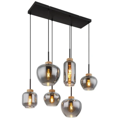 Afbeelding van Globo hanglamp Matt zwart metaal 15549 6H