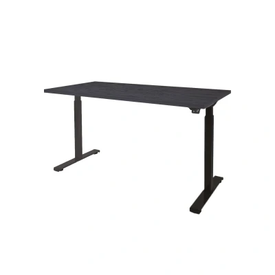 Afbeelding van Dextro basic zit/sta 180x90cm, electrisch hoogte verstelbare werkplek, T poot frame. Frame kleur zwart (RAL9005) en blad Schaduwzwart