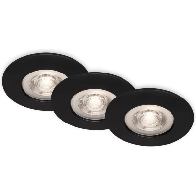Afbeelding van BRILONER LED inbouwspots inbouwspot badkamerlamp memory functie set van 3 dimbaar zwart 4,9W IP44 Ø9cm