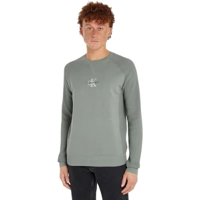 Afbeelding van Calvin Klein Jeans Heren MONOLOGO Trui Pullover Trui, Slate Gray, XXL, Leisteen Grijs, XXL