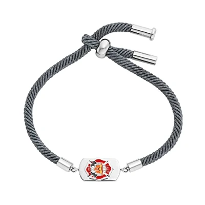 Afbeelding van Herzengel jongens kinderarmband van Roestvrij staal, gerecycled polyester en een hanger email schuifsluiting in lengte verstelbaar nikkelvrij, Kleine, staal emaille Polyester, Geen