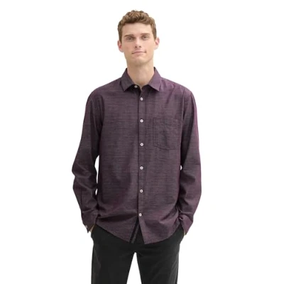 Afbeelding van TOM Tailor Regular FIT MIT Struktur Overhemd, Heren, Maat: Medium, Purple diagonal structure