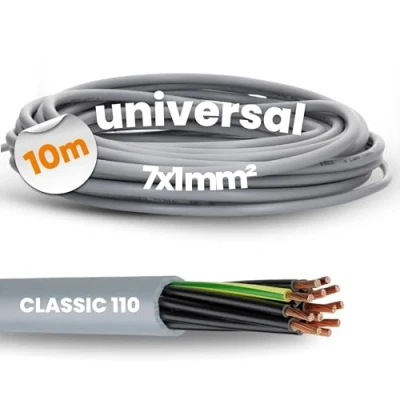 Afbeelding van 10 meter Lapp 1119207 Ölflex Classic 110 PVC stuurstroomkabel 7x1 mm² met groen gele aardgeleider 7G1,0 I omhulde kabel 7 aderig