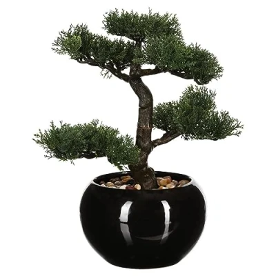 Afbeelding van Atmosphera bonsai boompje in keramische pot 36 cm pvc groen kunstplant Kunstplanten