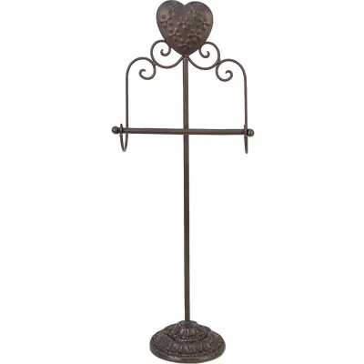 Afbeelding van Clayre &amp; Eef WC Rol houder 21x14x62 cm Bruin Ijzer Hart Toiletrolhouder