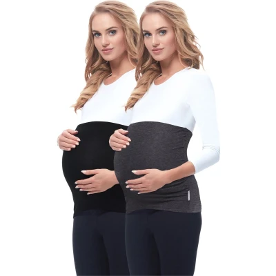 Afbeelding van BE Mammy Dames Zwangerschapsbuikband Zwanger Viscose 2pack BE20 169 BB Zwart/Donkermengkleur 36/38