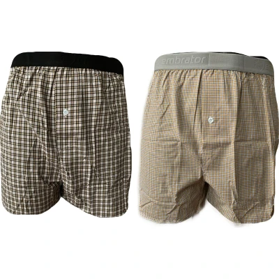 Afbeelding van Embrator 2 stuks mannen Boxershorts geweven katoen zwart/oker maat XL