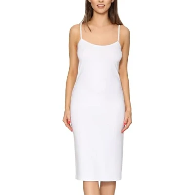 Afbeelding van Merry Style MS MS10 402 UW Dames Onderjurk Nachthemd lang ronde hals verstelbare Spaghetti bandjes Viscose Wit L